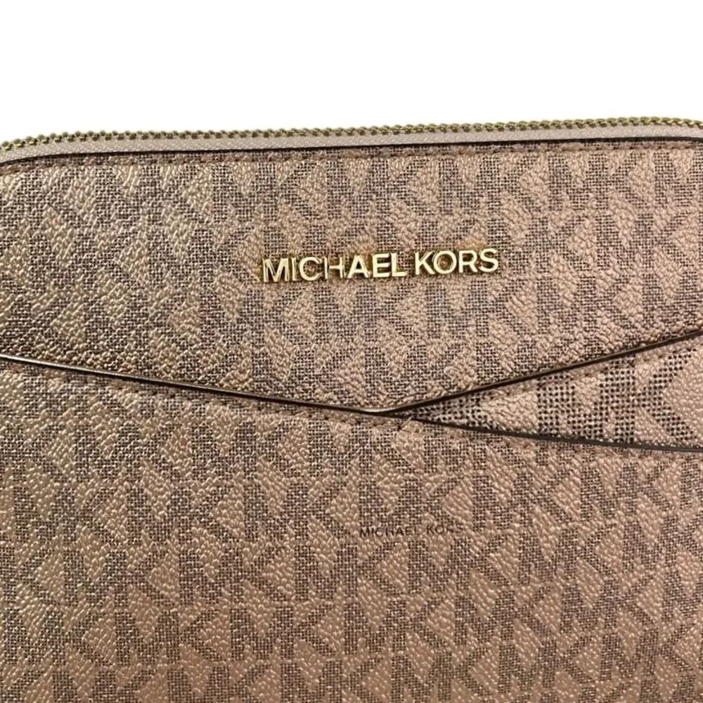 Michael Kors Tan Leather Jet Set Travel Dome Chain Crossbody Bag Handbag OS
